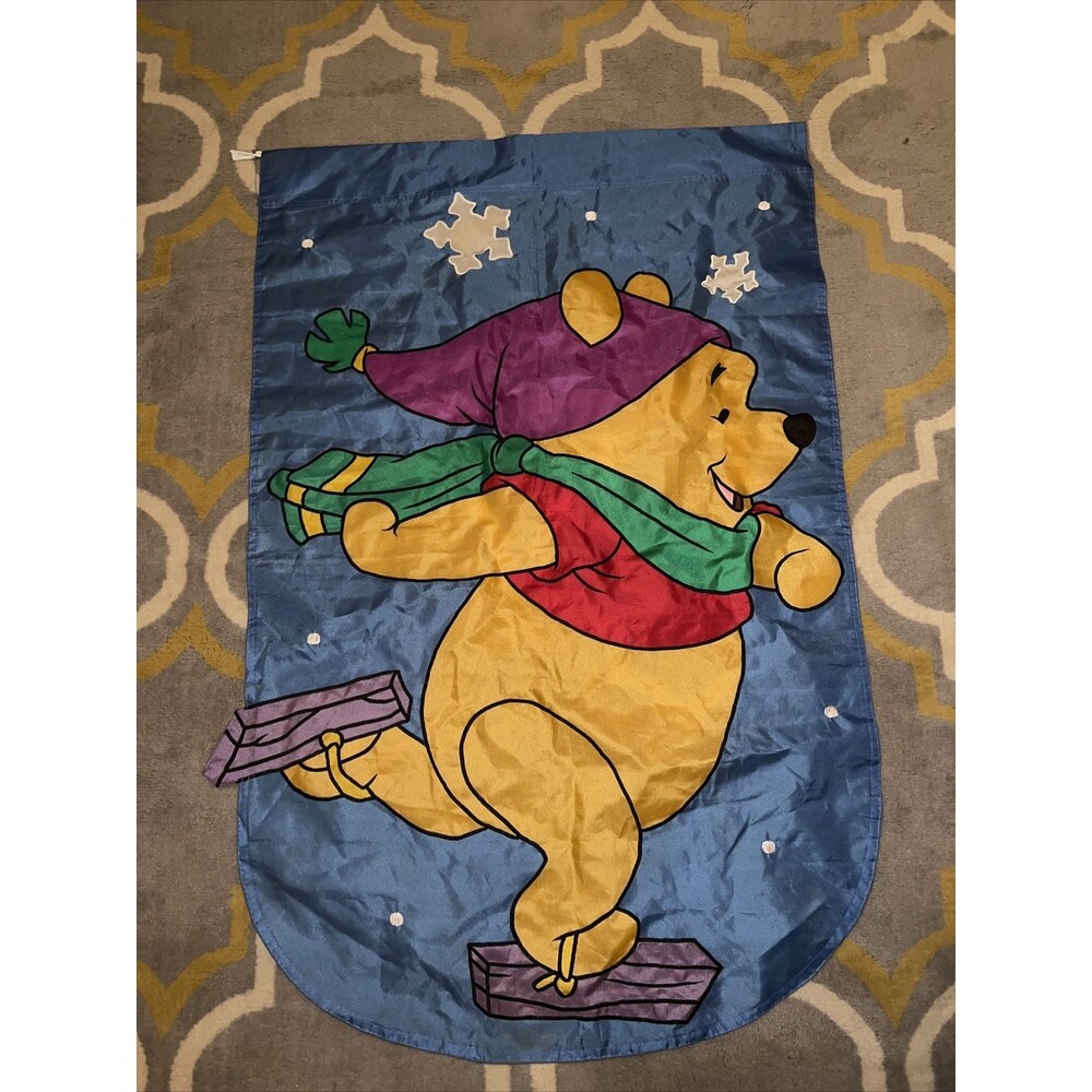 Disney "Winnie The Pooh" Winter/Snow Outdoor Flag Embroidered/Stitched 28"x41"